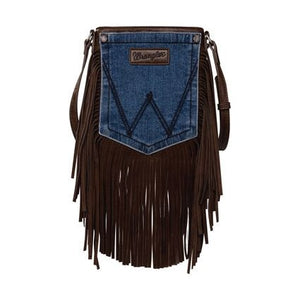 Wrangler - Womens Fringe Pocket Crossbody Bag - Brown