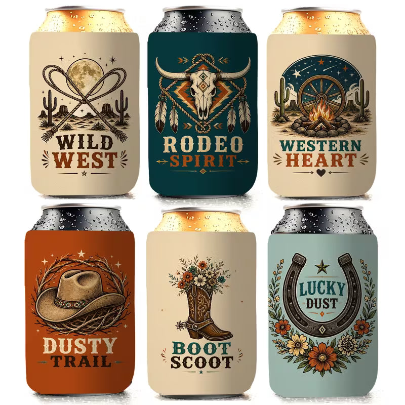Assorted Western Stubby Holders – Highland Cow & Cowboy Insulated Can Coolers