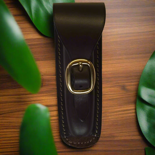 Legends Horizontal Leather Knife Pouch – Brass Buckle Closure, Fits Schrade 8 OT