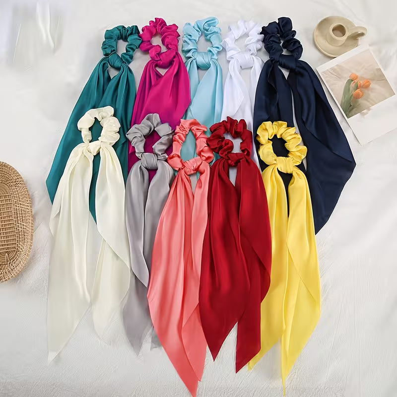 Fabric Ribbon Scrunchies & Bow Hair Ties – Assorted Styles
