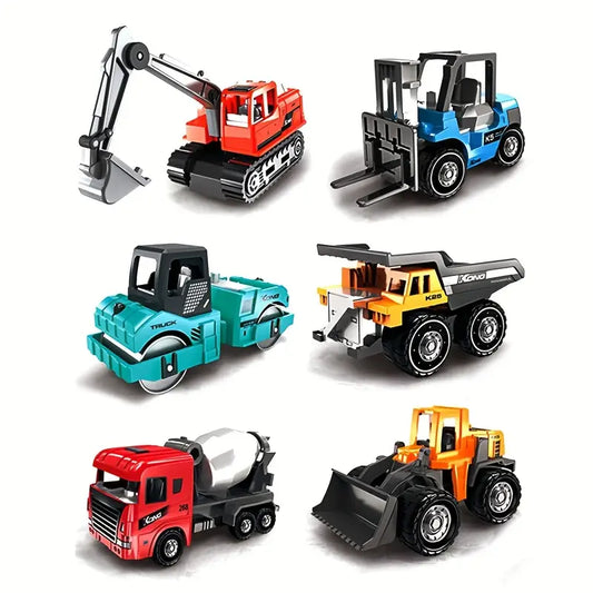 Construction Truck Set – 6pcs Colorful Mini Engineering Vehicles