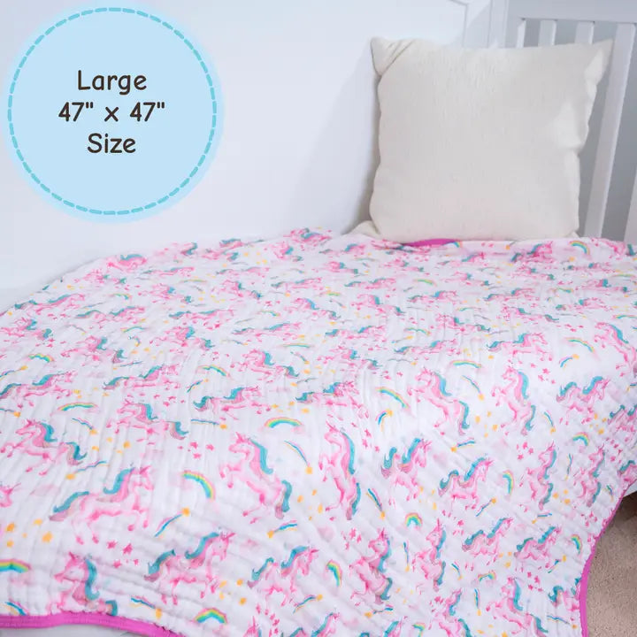Unicorn Crew Muslin Quilt Baby & Kids Blanket – 47x47