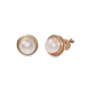 MCJ - Pearl Sterling Silver Stud with Gold Plate