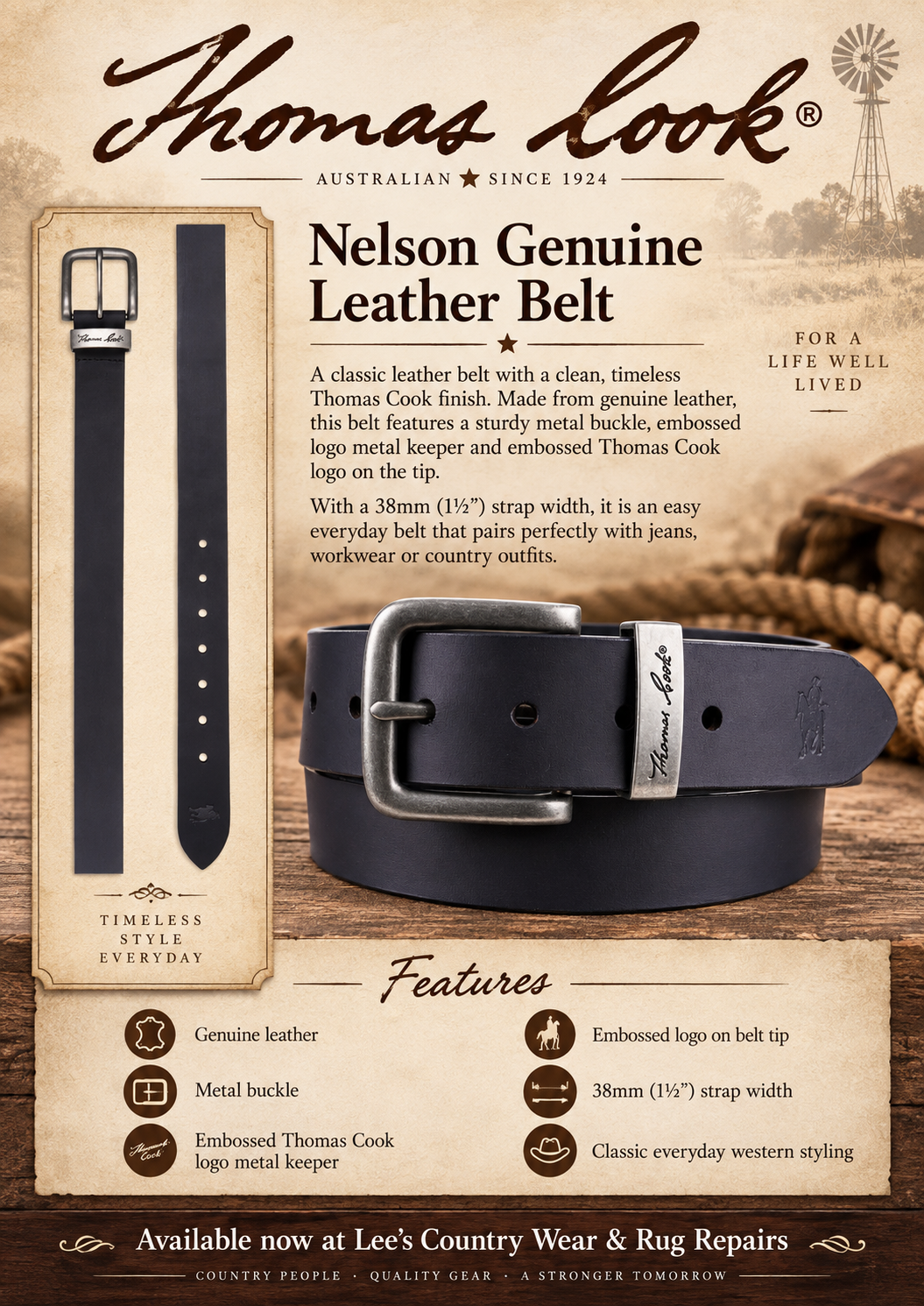 Thomas Cook Genuine Leather Belt