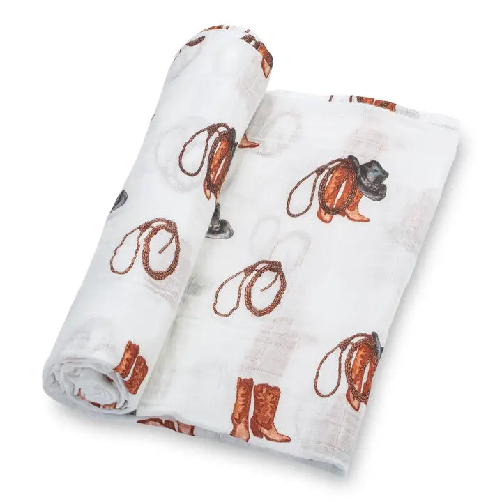 Better in Boots Baby Muslin Swaddle Blanket – 47x47