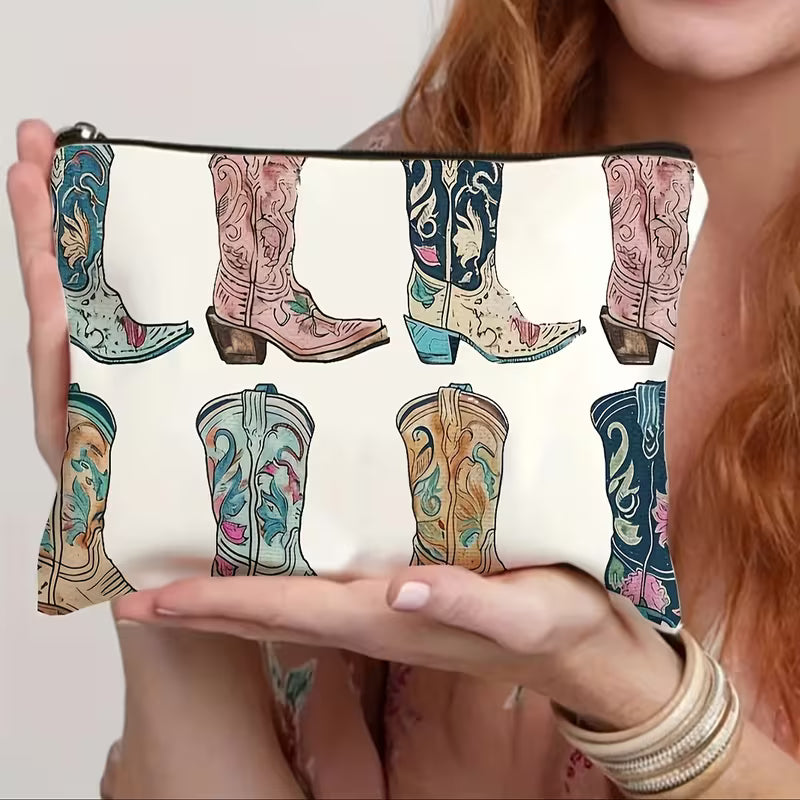 Western Cowgirl “Let’s Go” Makeup & Pencil Case – Vintage Style