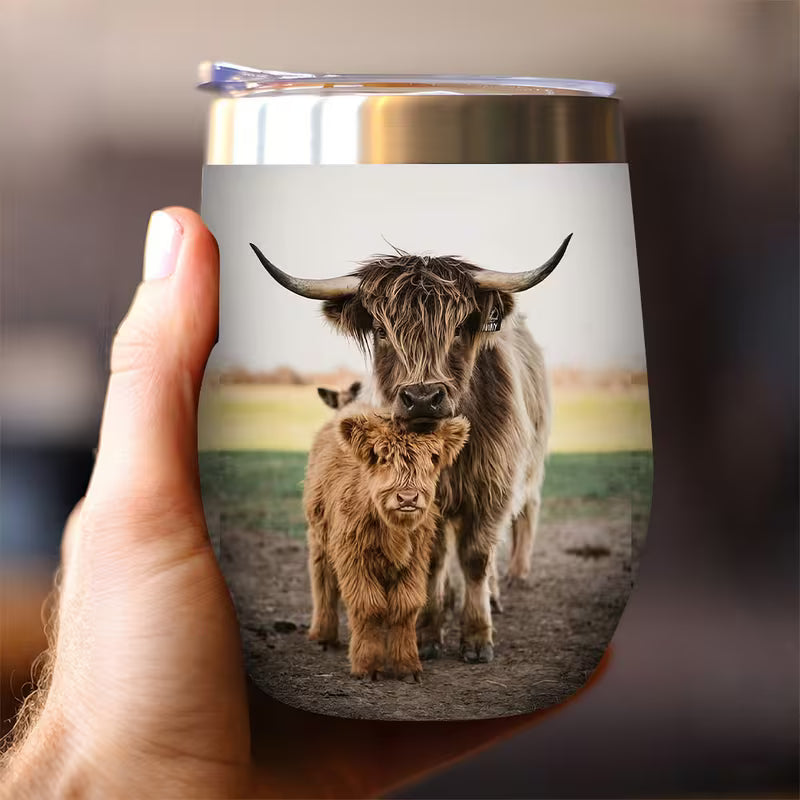 Highland Cow & Calf 12oz Stainless Steel Insulated Cup – Country Travel Mug