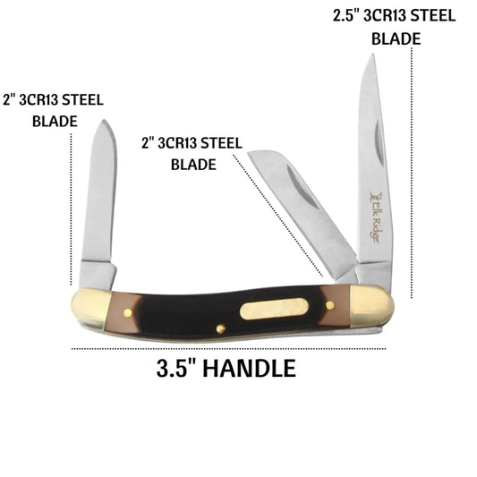 Elk Ridge Gentleman’s Knife – Multi-Blade Folding Pocket Knife