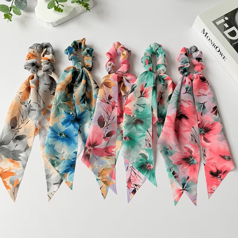 Fabric Ribbon Scrunchies & Bow Hair Ties – Assorted Styles