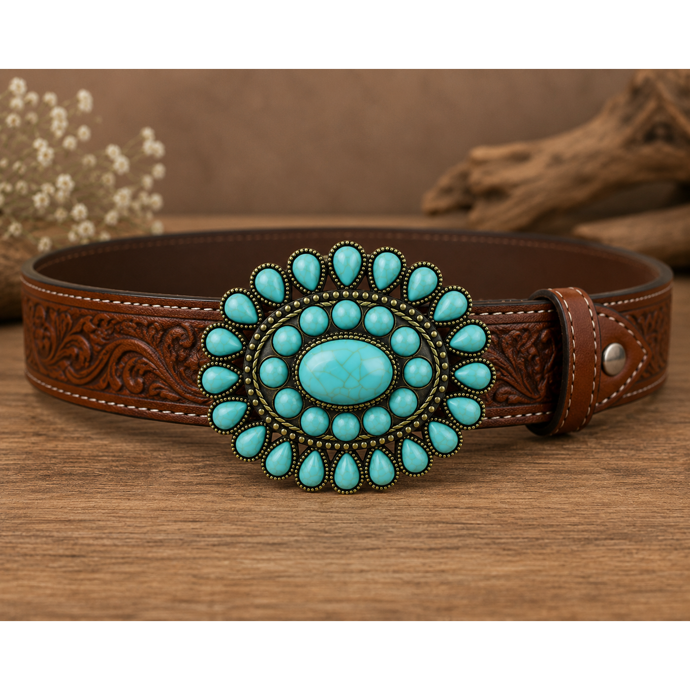 Western Ethnic Turquoise Zapata Belt Buckle
