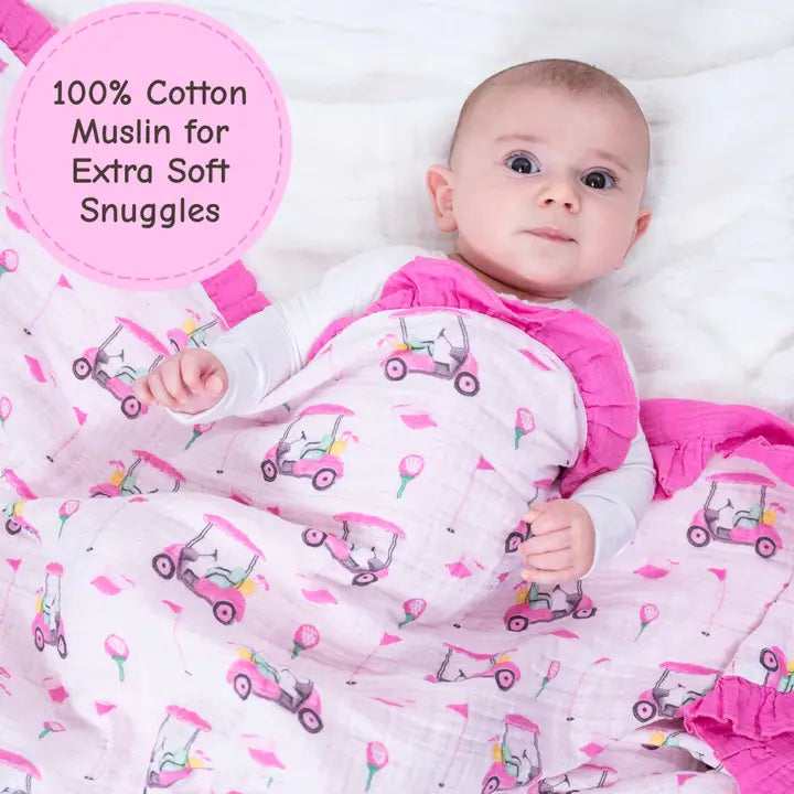 Lil Miss Birdie Muslin Quilt Baby & Kids Ruffle Blanket – 40x36