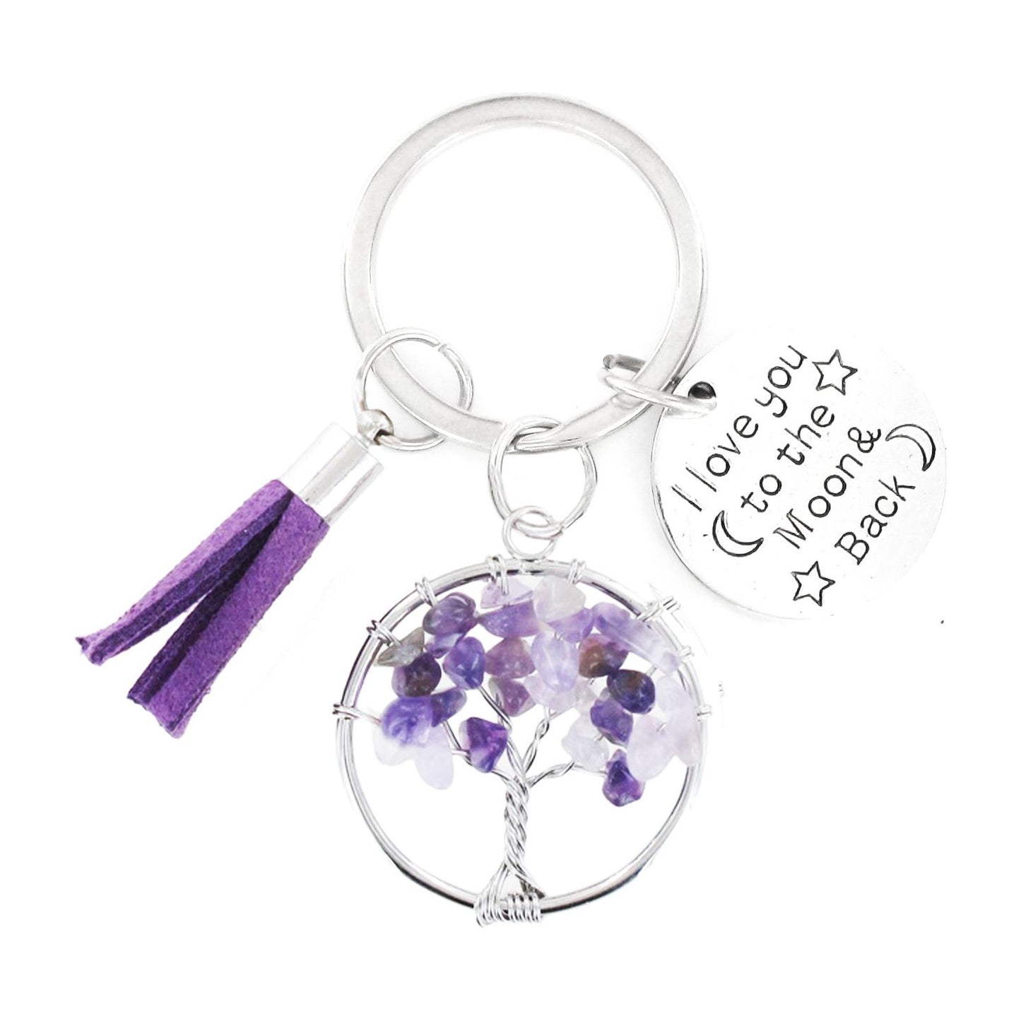 Tree of Life Keyrings – Assorted Gemstone Collection