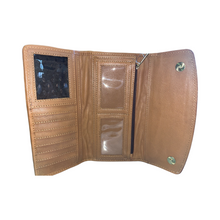 Load image into Gallery viewer, White Saddle Blanket Trifold Wallet with Tooled Leather
