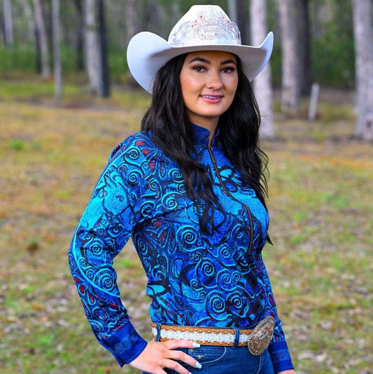 Pure Dust  Equestrian Long Sleeve Shirt 'Brumby Blue'