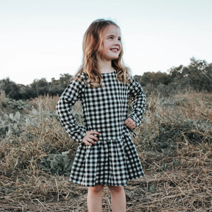 Girls Frankie Dress - Black Check