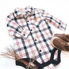 Load image into Gallery viewer, Baby Boys Dress Shirt Romper - Plaid
