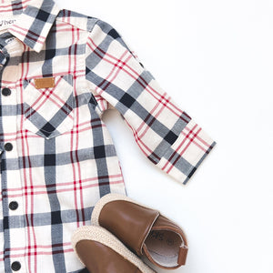 Baby Boys Dress Shirt Romper - Plaid