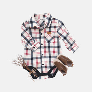 Baby Boys Dress Shirt Romper - Plaid