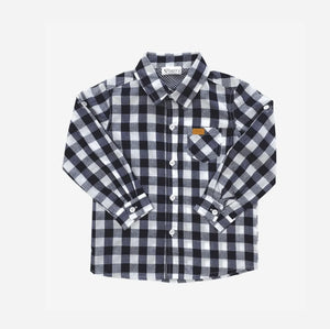 Boys Dress Shirt - Large Navy Check