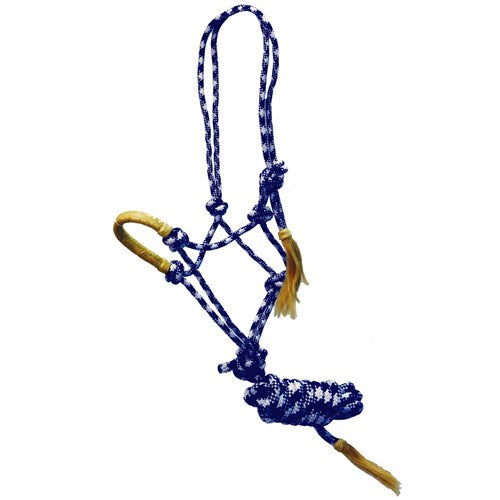 Fort Worth Rope Halter Braided Nose w/Lead - blue/white