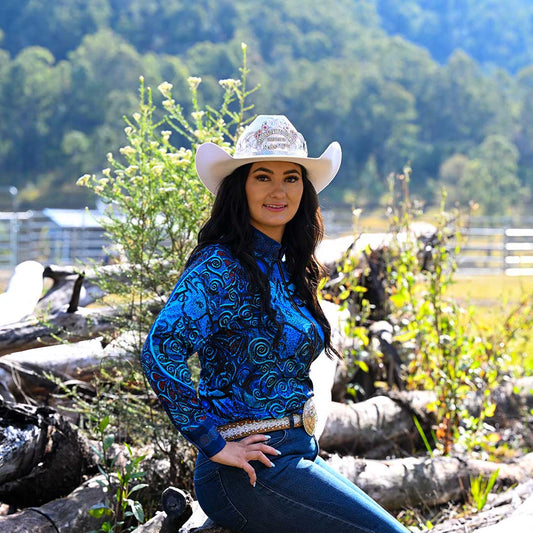 Pure Dust  Equestrian Long Sleeve Shirt 'Brumby Blue'