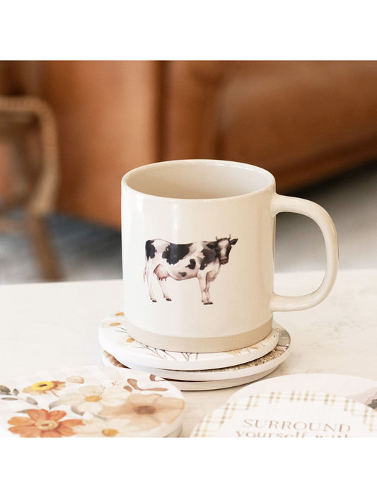 🐄 Rustic Meadow Dairy Cow Mug