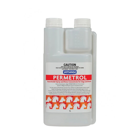 Vetsense Permetrol 1L – Insecticidal Spray &amp; Rinse Concentrate for Dogs & Horses