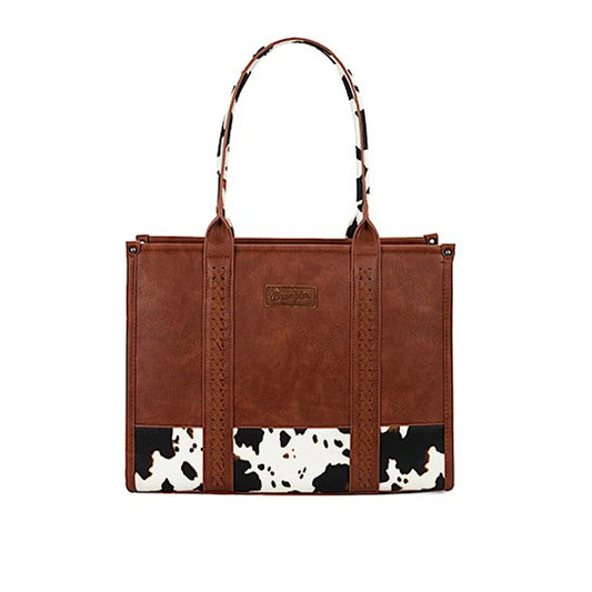 Wrangler Cow Print Tote Bag – Dark Tan