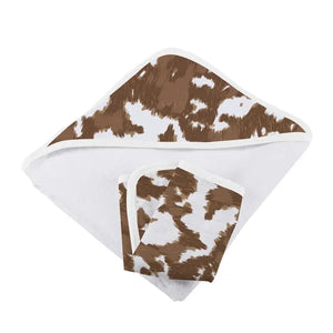 Cowhide Hooded Bamboo Towel and Washcloth Set