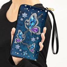 Load image into Gallery viewer, Butterfly Velvet Jewelry Style Zip Around Leather Wallet
