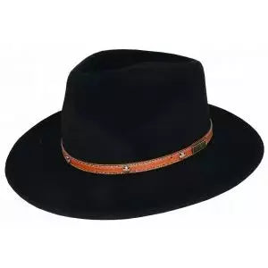 Bruno - Fur Felt Teardrop Western Hat - Black