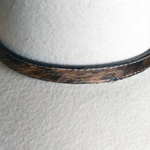 Hat Band - Brown Cowhair Leather - Antique Silver Buckle Set