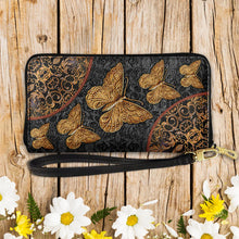 Load image into Gallery viewer, Butterfly Lover Zip Around Leather Wallet
