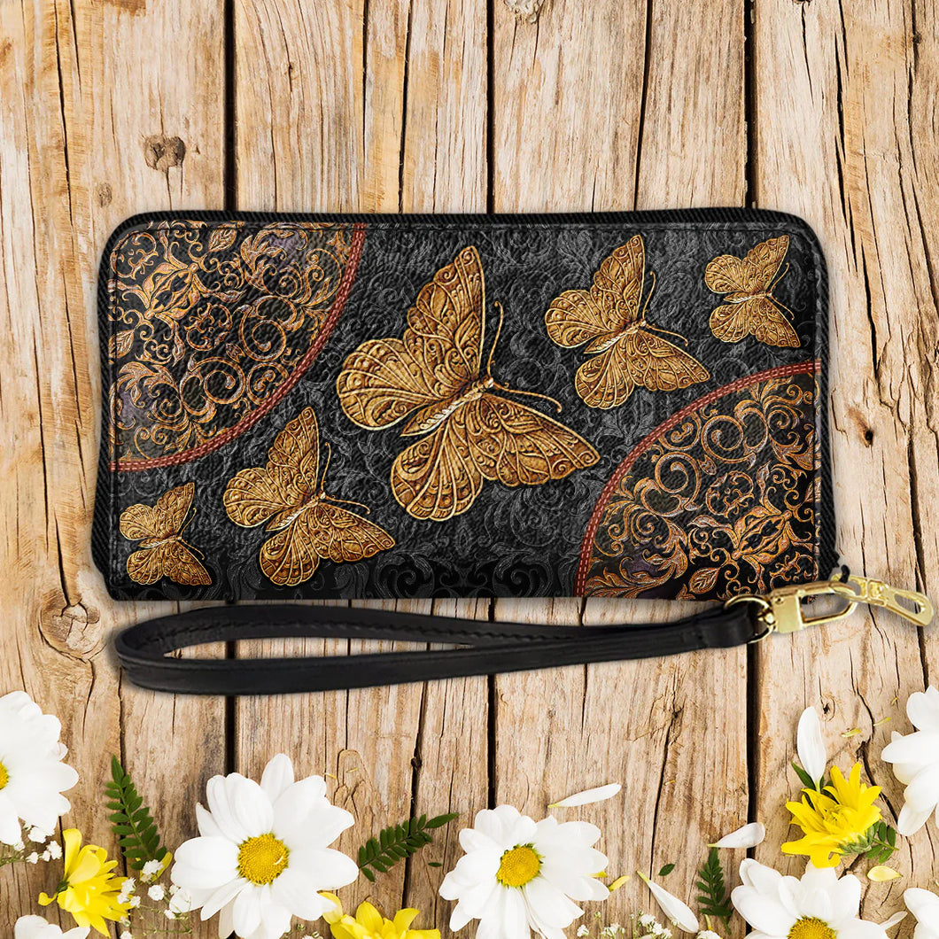Butterfly Lover Zip Around Leather Wallet