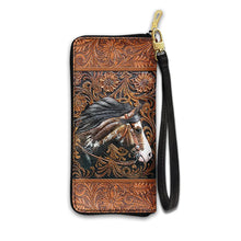 Load image into Gallery viewer, Horse Zip Around Leather Wallet
