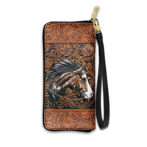 Horse Zip Around Leather Wallet