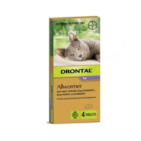 Drontal Ellipsoid All Wormer for Cats – 4kg (4 Tablets)