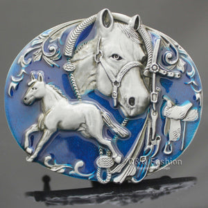 Mare and Foal Western Belt Buckle