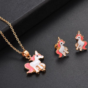 1 Pcs/set Necklace Earrings Cartoon Horse Unicorn