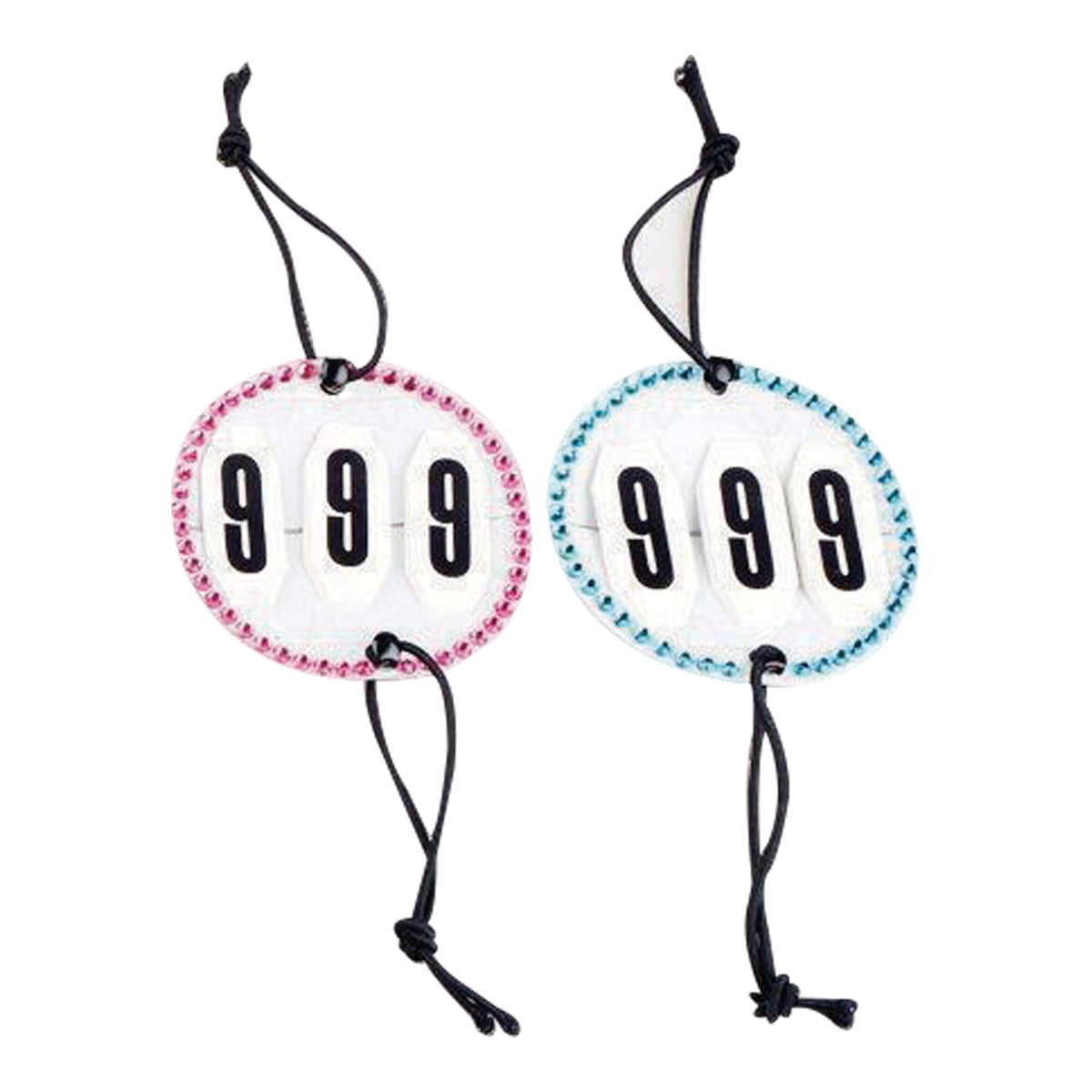 Bridle Competition Number Set - Clear Crystals - Pink