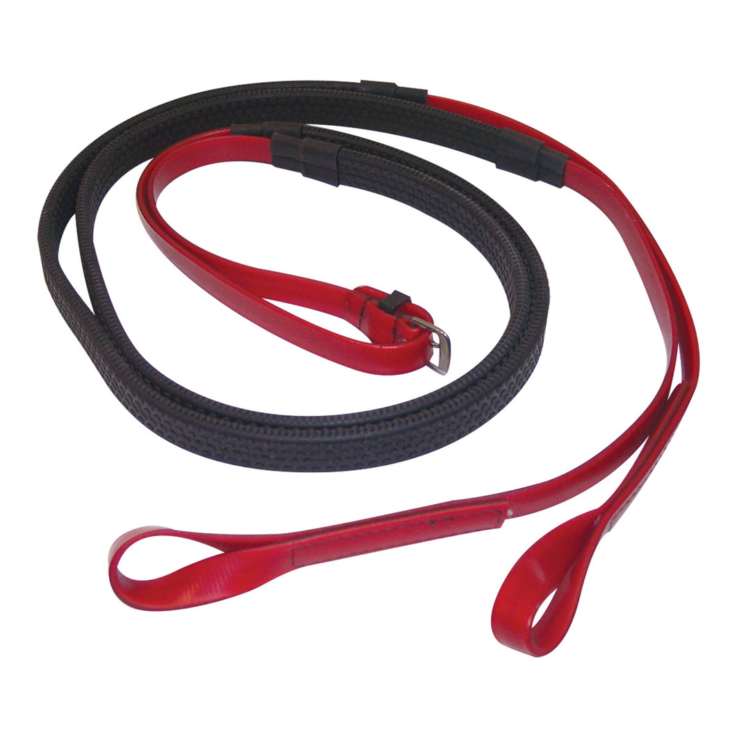 PVC Rubber Loop Sporting Reins - Red