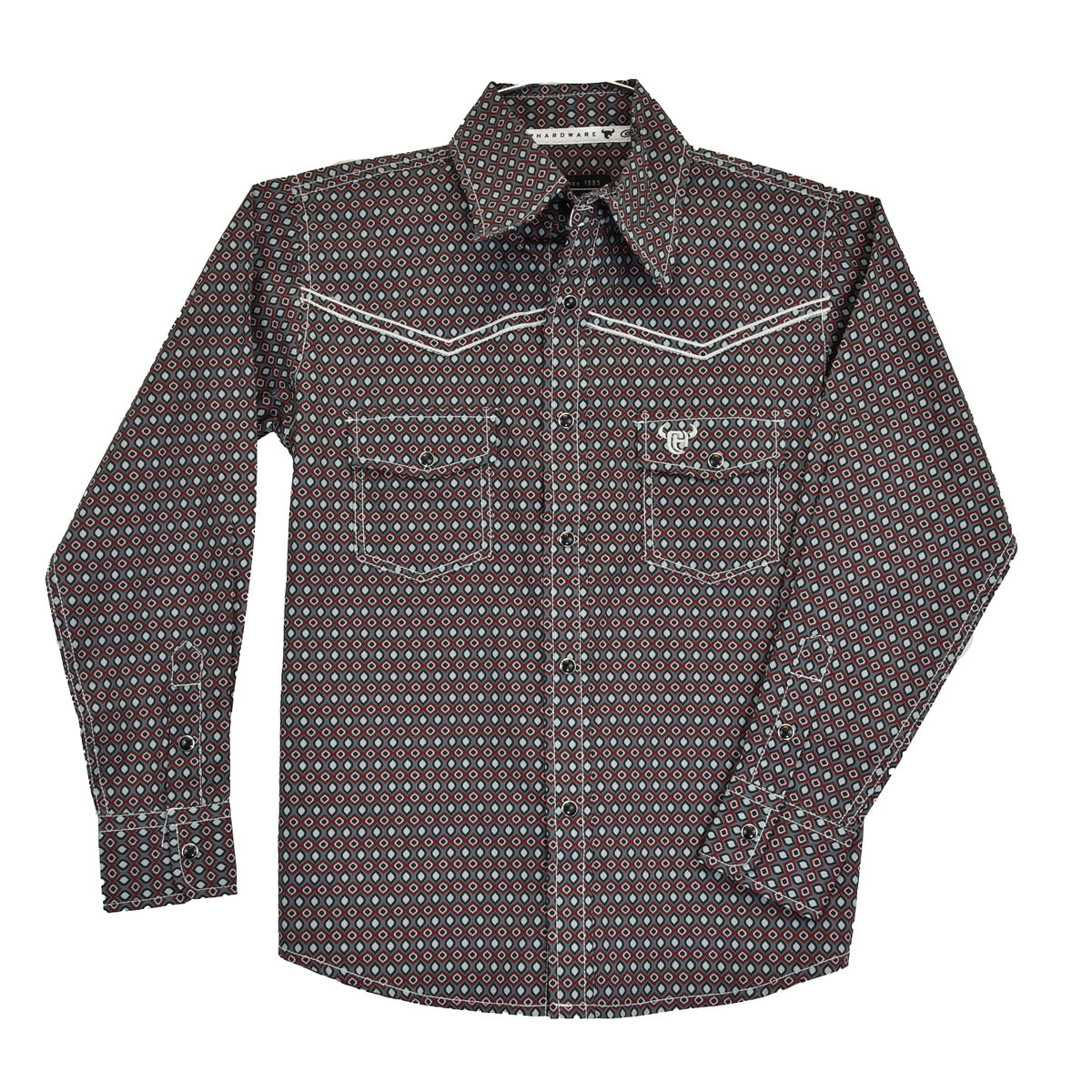Cowboy Hardwear - Youth Diamond L/S Shirt - Burgundy