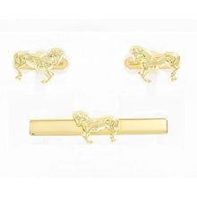 Load image into Gallery viewer, Horse Cuff Link &amp; Tie Clip Set Gold
