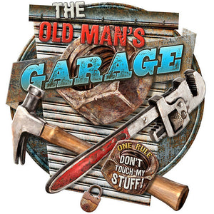 Old Man Garage Shaped Embossed Tin Sign