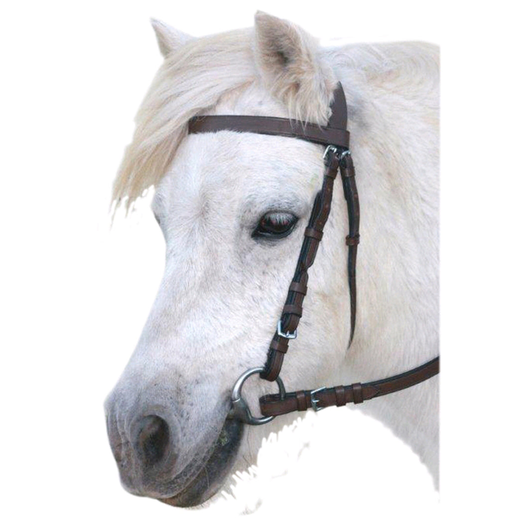 Pony - Plain Leather Snaffle Bridle - Brown