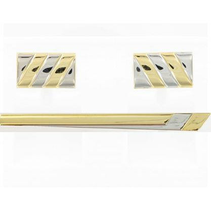 Striped Cuff links and Tie Bar