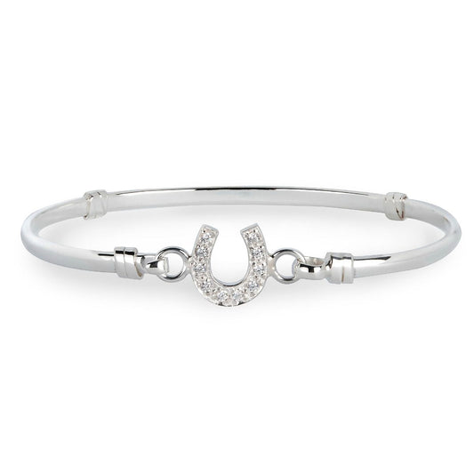 MCJ - Bangle Sterling Silver & Cubic Zirconia Horseshoe Clip