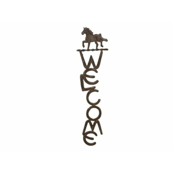 70cm Cast Iron Horse Welcome Sign Wall Art