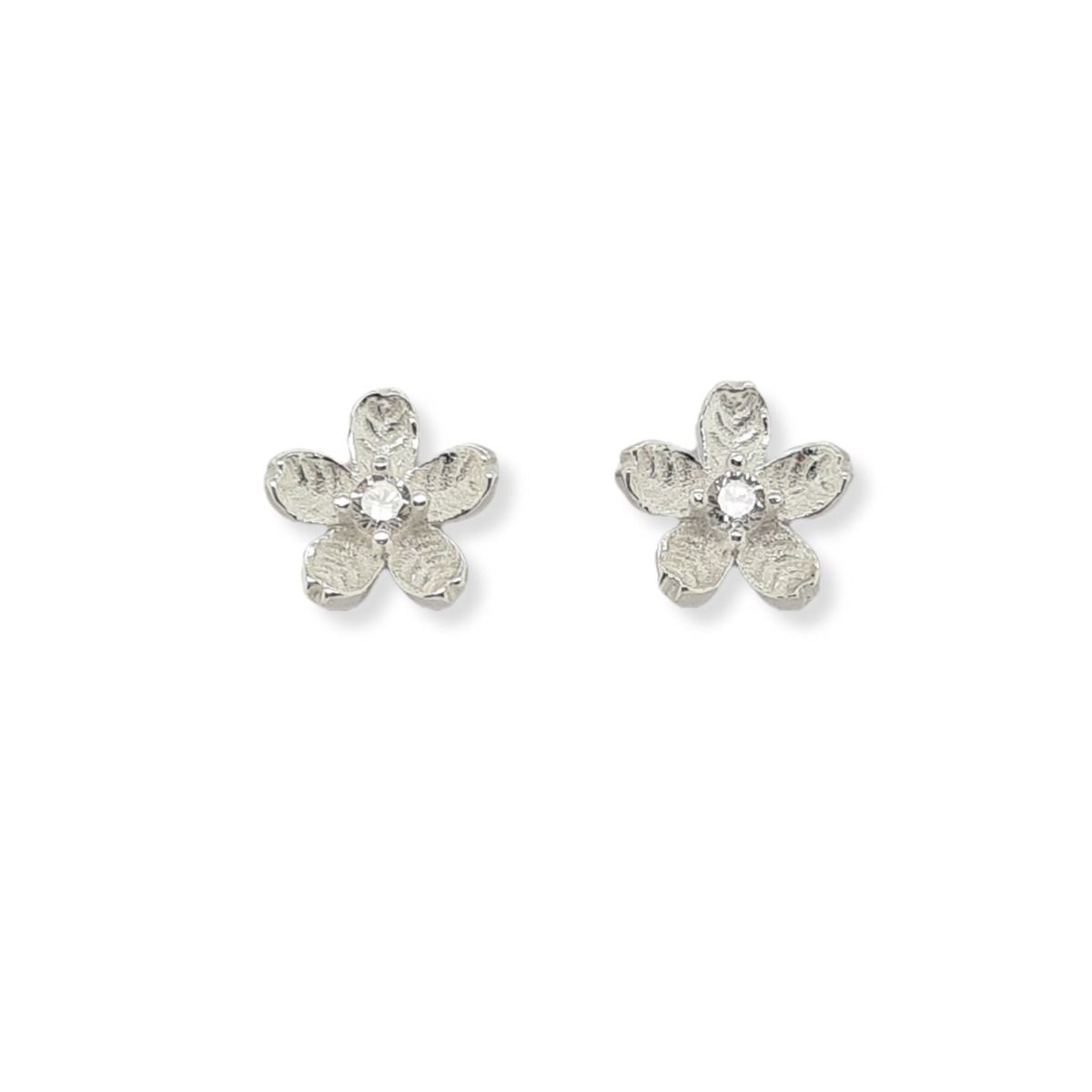 MCJ - Sterling Silver Cubic Zirconia Flower Studs