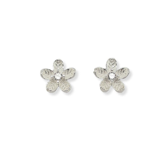 MCJ - Sterling Silver Cubic Zirconia Flower Studs
